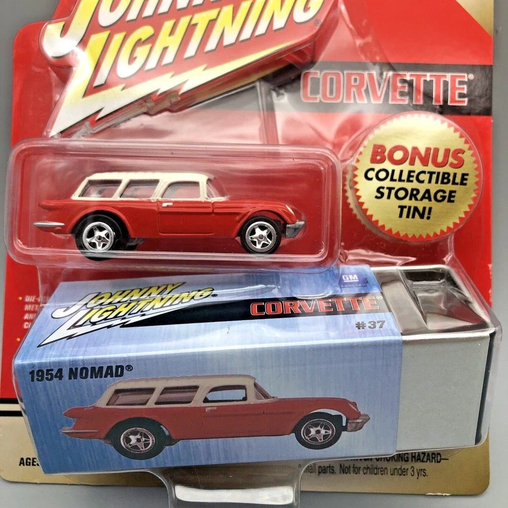 Johnny Lightning 1954 Chevy Corvette Nomad Car +Tin Diecast Chevrolet 1/64 Scale